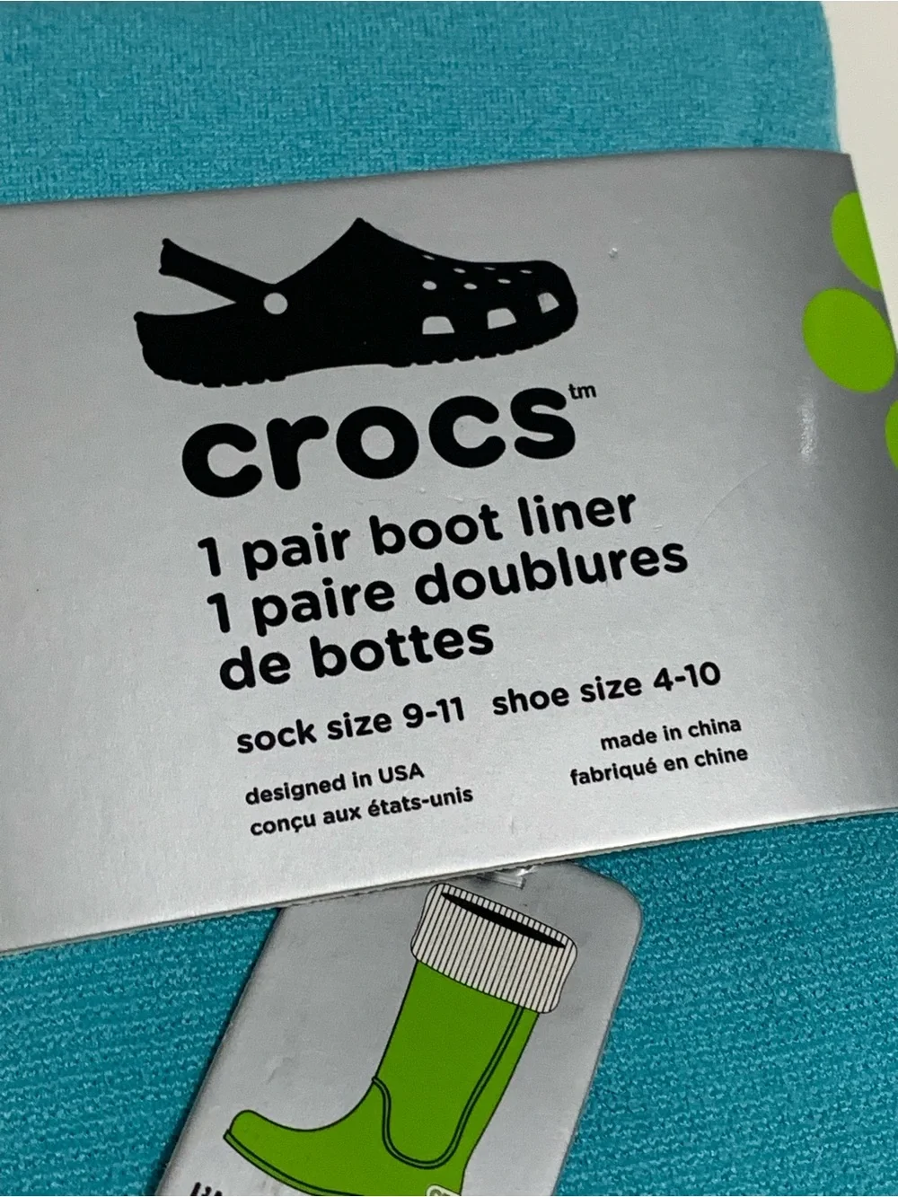 Crocs Boot Liner Socks 2 Pair Bundle Size 9-11 NWT Blue and Red Striped Cuffs